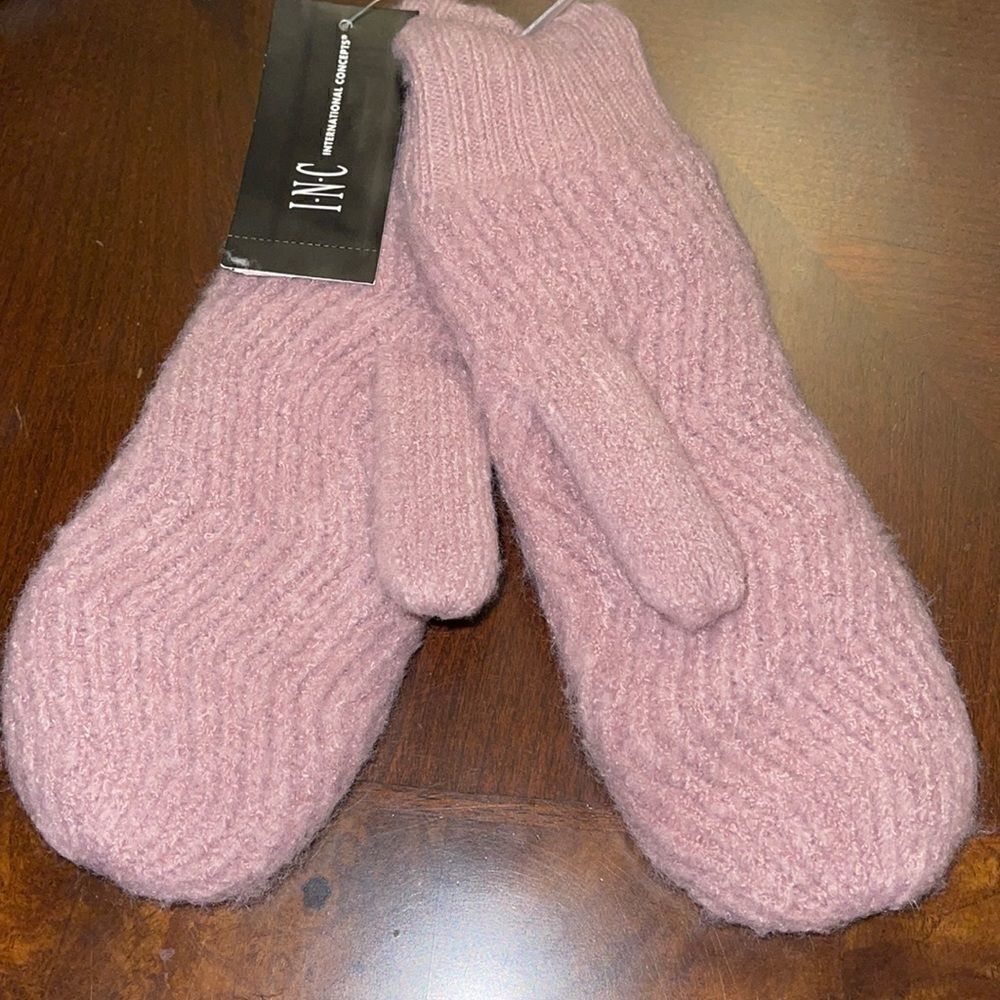NWT Inc International Concepts Chevron-knit Mittens Violet/light purple One Size